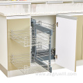 Soft-close pull-out stainless steel corner drawer basket